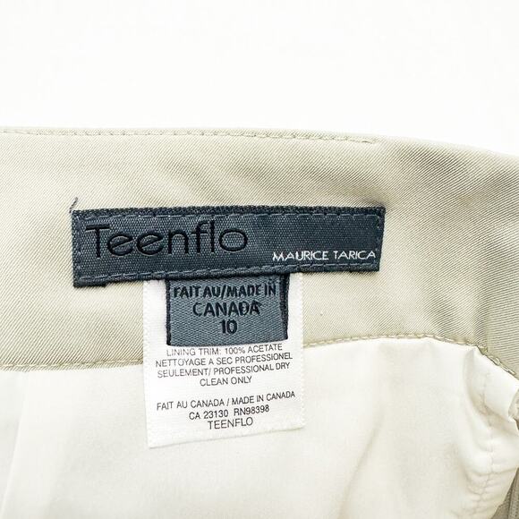Teenflo Polyester Khaki Cream Pencil Skirt Canada Professional Office Size 10 - Picture 2 of 5
